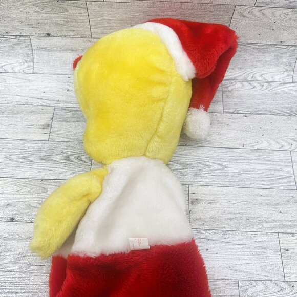 1991 Warner Brothers Tweety Bird 3-D Plush Christmas Stocking w/ Santa Hat - Picture 6 of 9